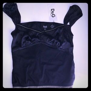 Dolce & Gabbana Silk Black Gold Top L